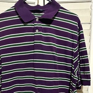 Ralph Lauren Purple Polo with Green and White Stripes
